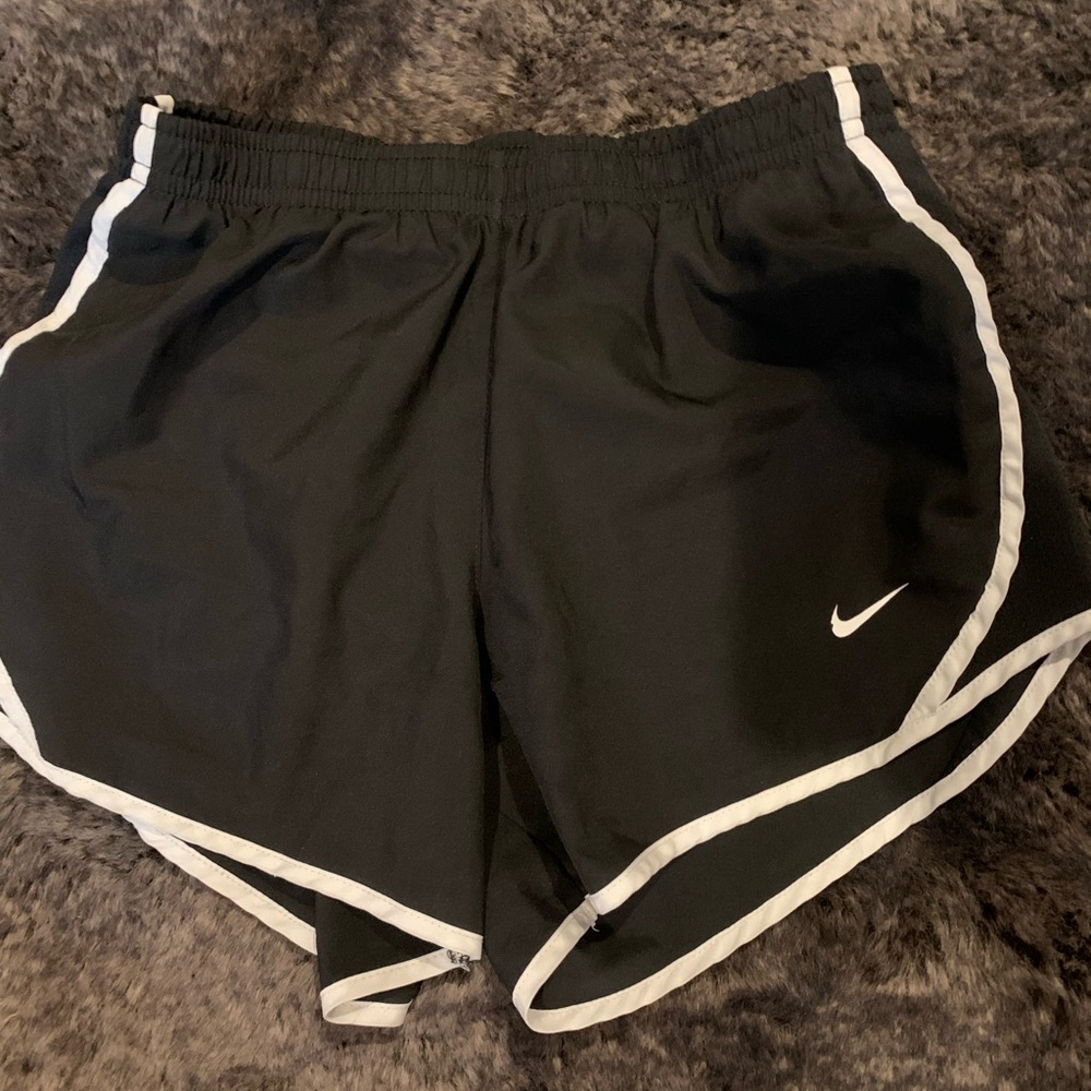 Nike Junior Black and White Athletic Shorts